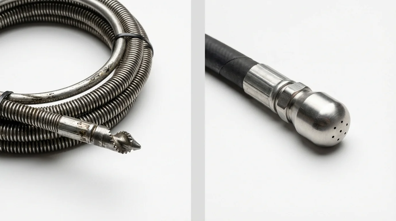 Drain snake cable and hydro jetting nozzle used for drain cleaning in Vine Grove, KY
