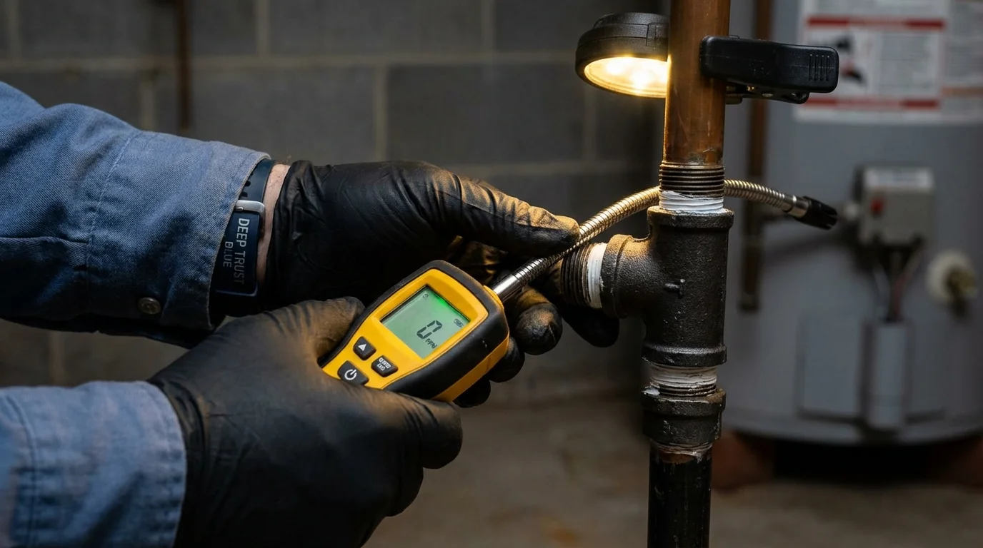 Gas leak detection with electronic sniffer by Johns Plumbing LLC in Vine Grove