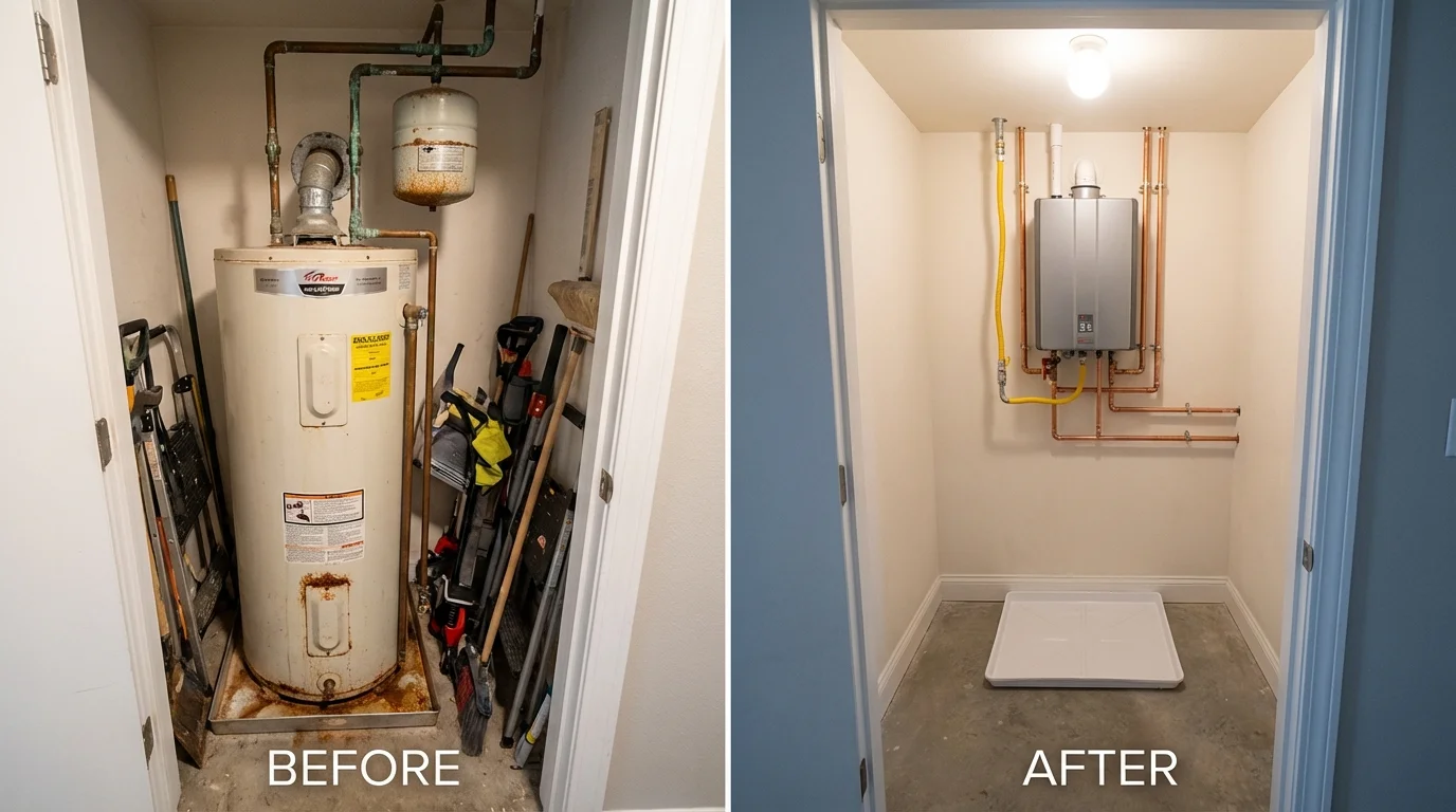 Tank water heater versus wall-mounted tankless unit comparison for Vine Grove, KY homeowners