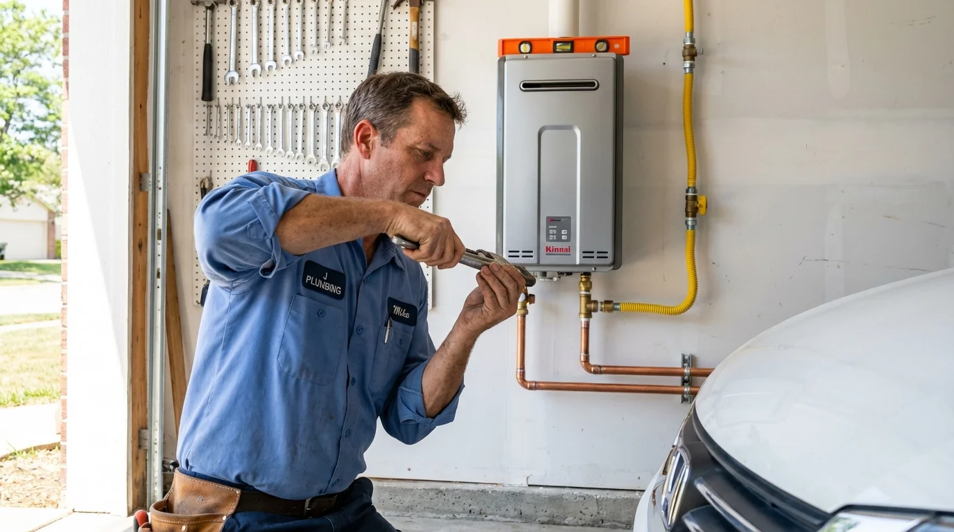Tankless water heater installation by a Johns Plumbing LLC plumber in Vine Grove